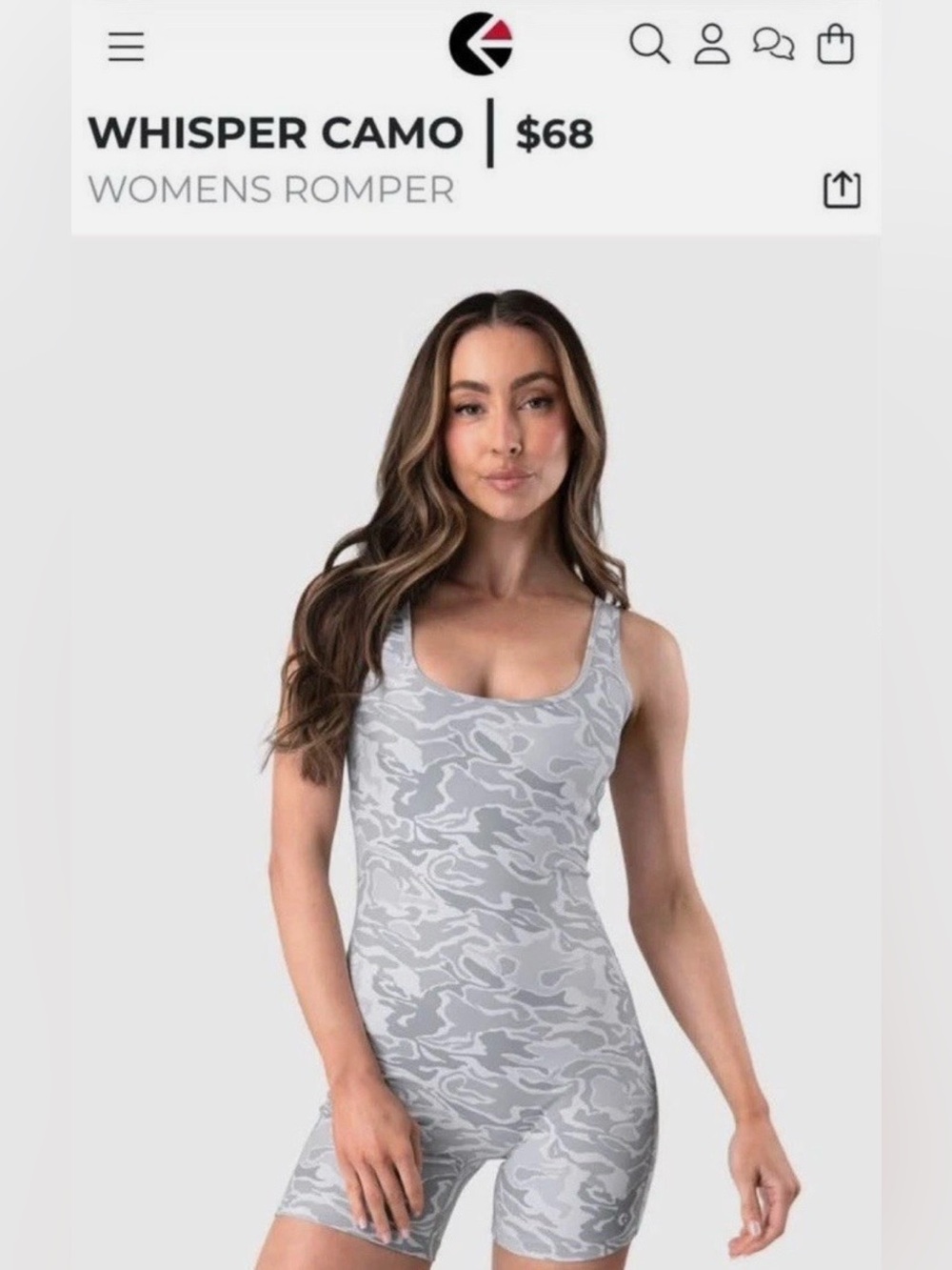 ethika Women’s Light Gray Camo One-Piece BikerShort Romper